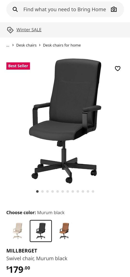 IKEA Millberget Black office Chair
