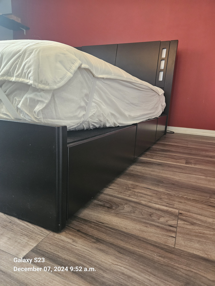 Black Platform Bed Frame with Storage, includes Double Mattress - photo 2