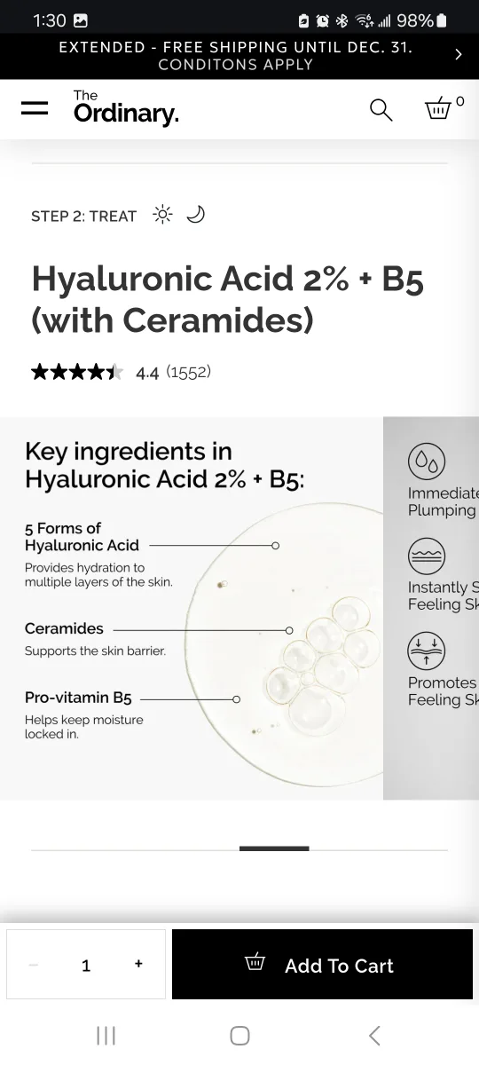 Hyaluronic Acid 2% + B5 by The Ordinary - $5 each image indicator(4)