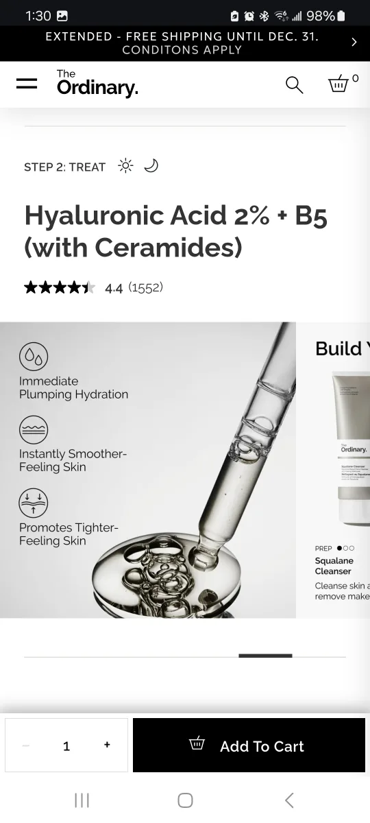 Hyaluronic Acid 2% + B5 by The Ordinary - $5 each image indicator(5)