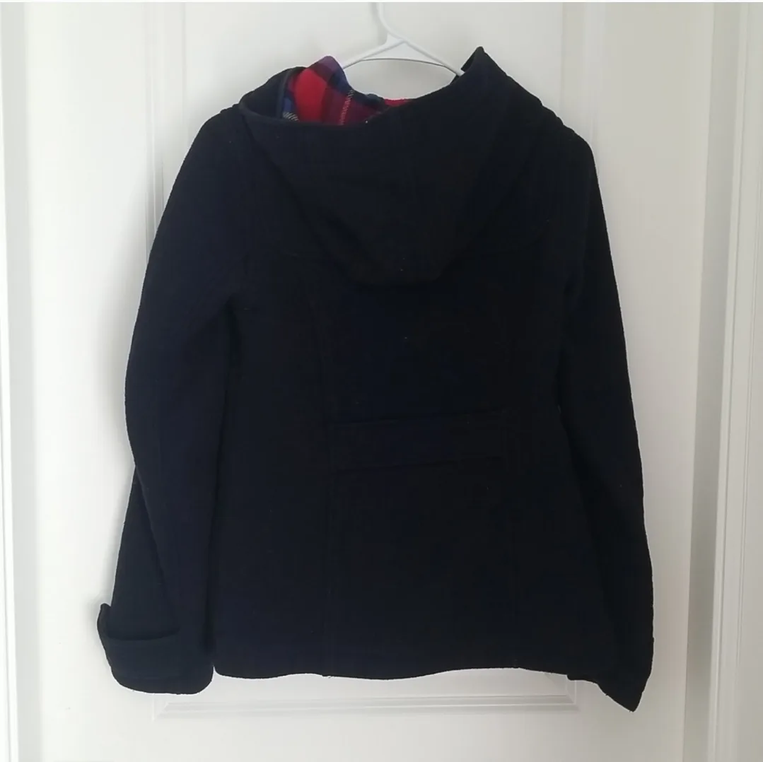 Hollister Preppy Navy Short Wool Trench Coat with Hood image indicator(2)