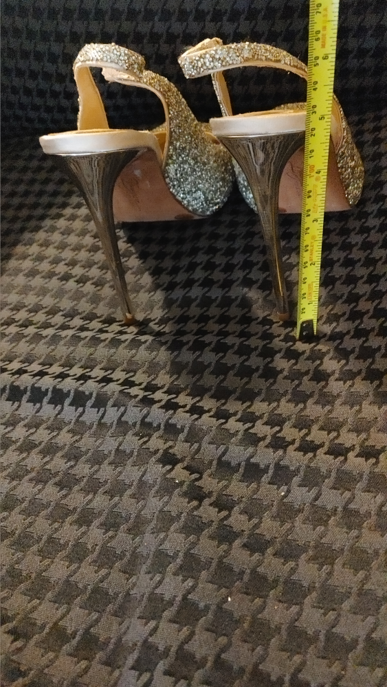 Gold Glitter Open Toe Heels (Size 10M) - photo 2