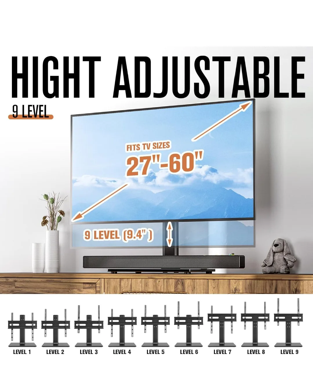TV Stand with Height Adjustment and Shelf image indicator(2)