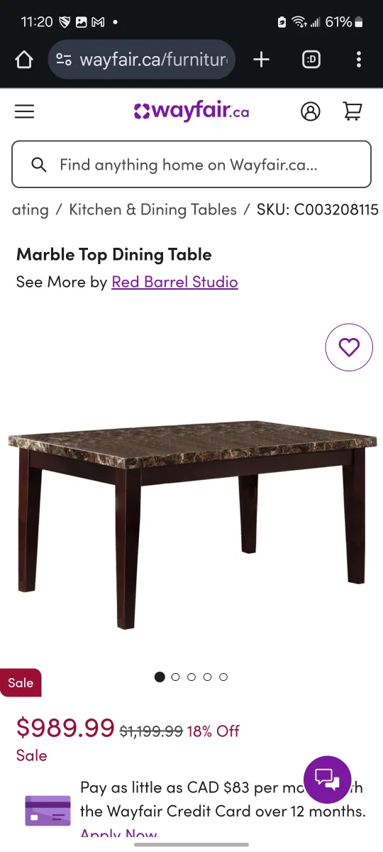 Marble Top Dining Table image indicator(5)