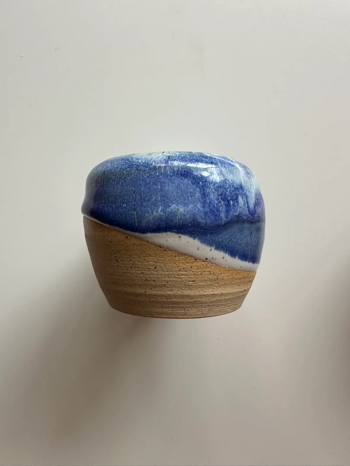 Local Handmade Slanty Blue Ceramic Vase (with hidden foot ring) image indicator(4)