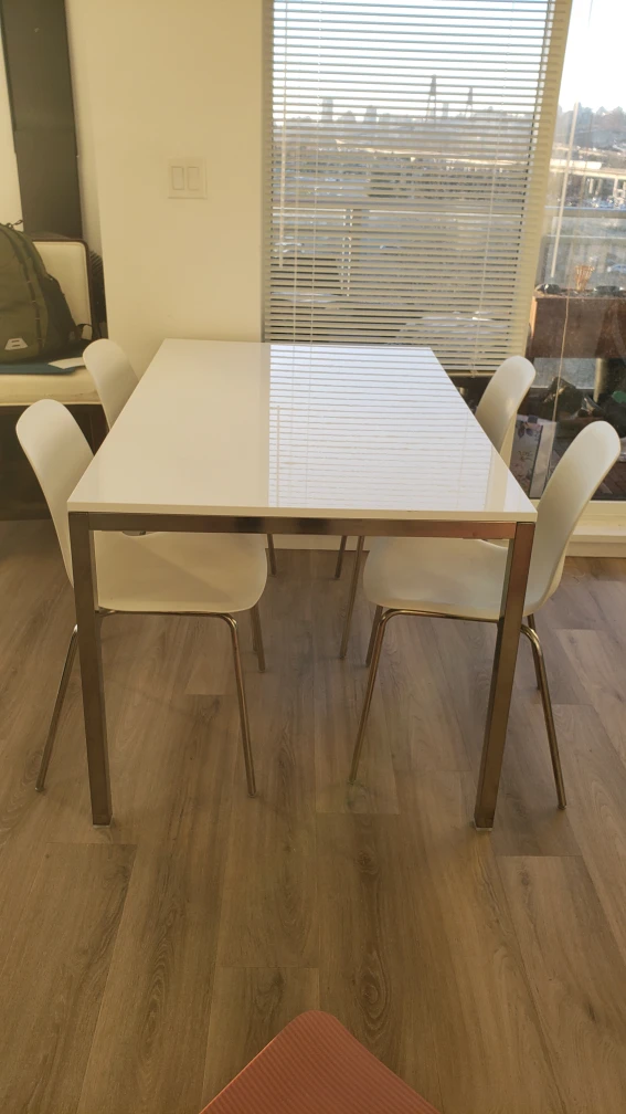 Ikea Torsby Table + 4 Ikea Broringe Chairs, White