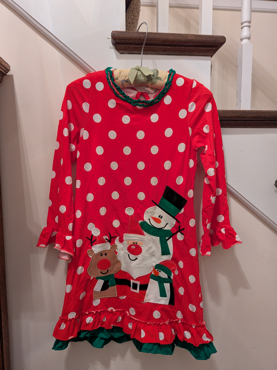 Girls Red and White Polka Dot Christmas Dress