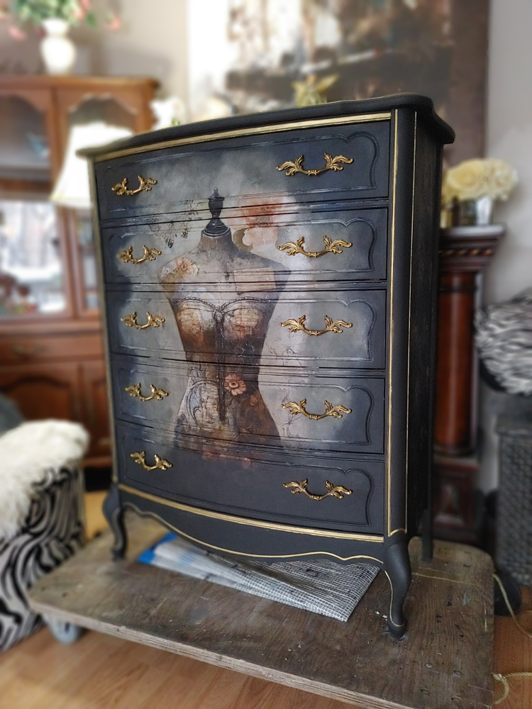 Gorgeous boujee Dresser with Gold Accents