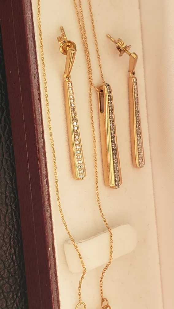 14k Gold Diamond  Necklace Earrings Set sale with certificate image indicator(4)