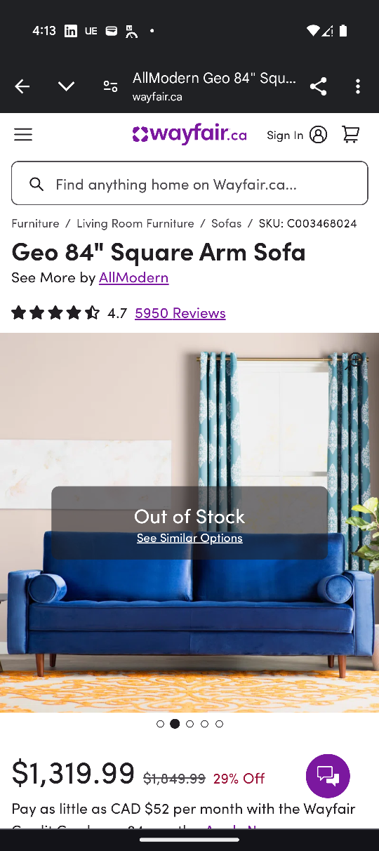 Moving out - AllModern Geo 84" Square Arm Sofa