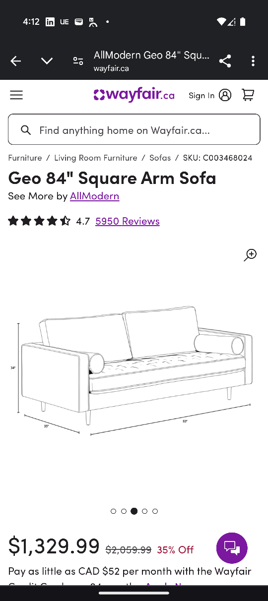 Moving out - AllModern Geo 84" Square Arm Sofa - photo 2