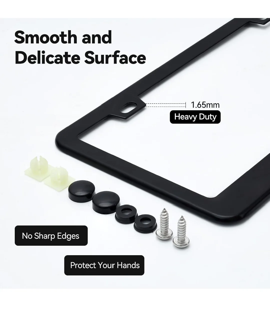 License Plate Frames 2 Pack Black Matte Aluminum image indicator(4)