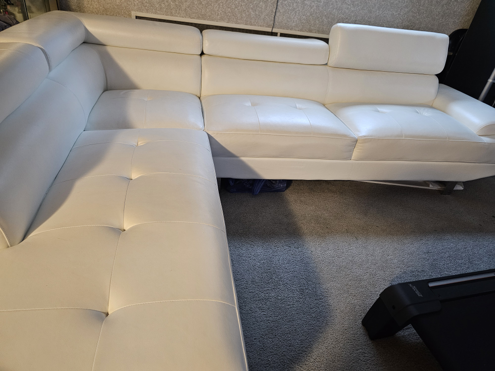 White Leather Sectional Sofa - photo 2