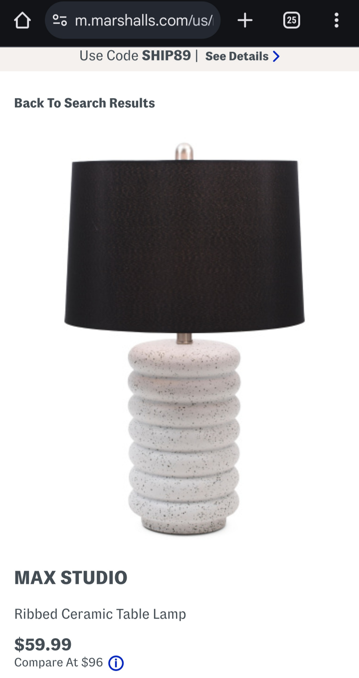 White and Black Ribbed Table Lamp