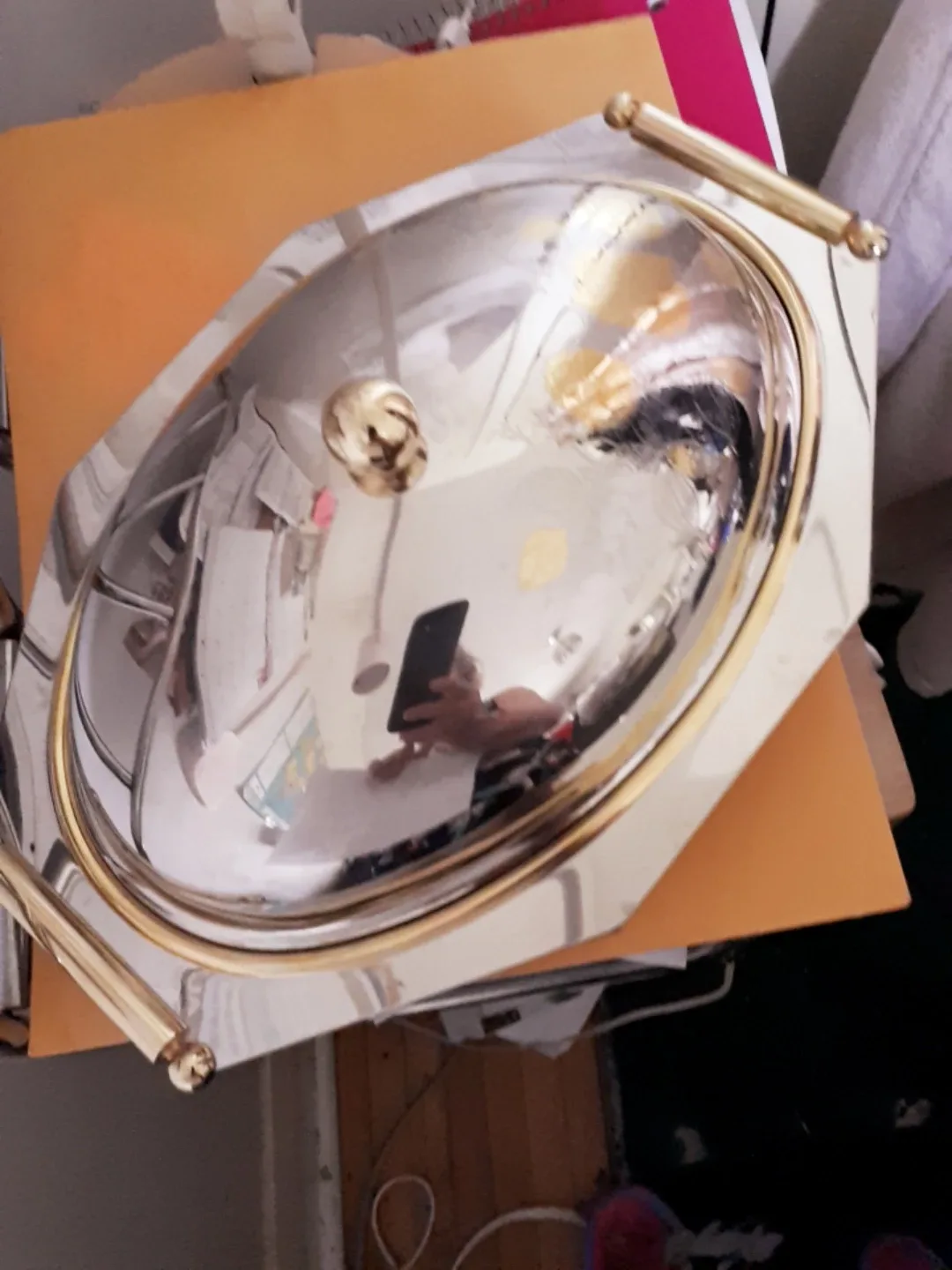 Vintage Silver Serving Platter with Lid_ designed with 24k gold image indicator(3)