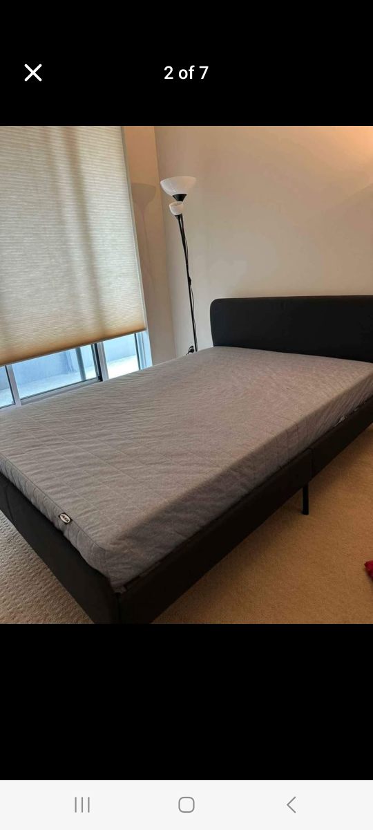 ikea slattum upholstered bed frame with Vadso spring mattress - photo 2