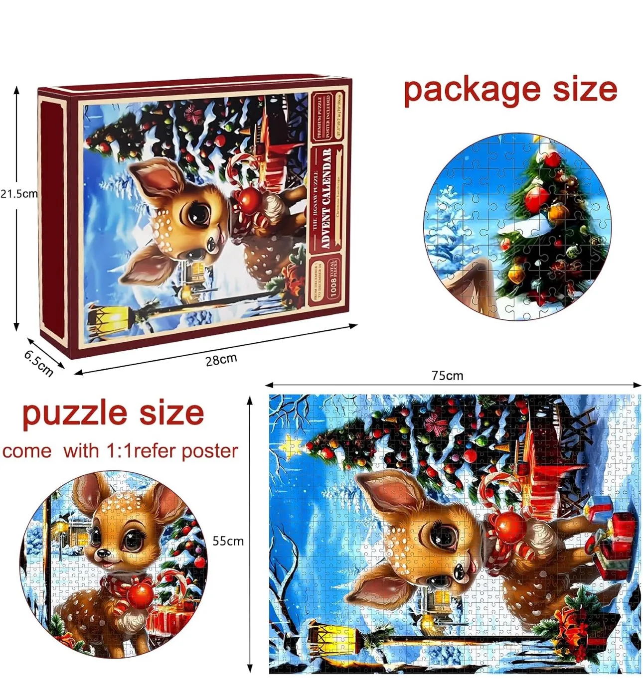 New* Christmas Advent Holiday Jigsaw Puzzle,24 Boxes image indicator(2)