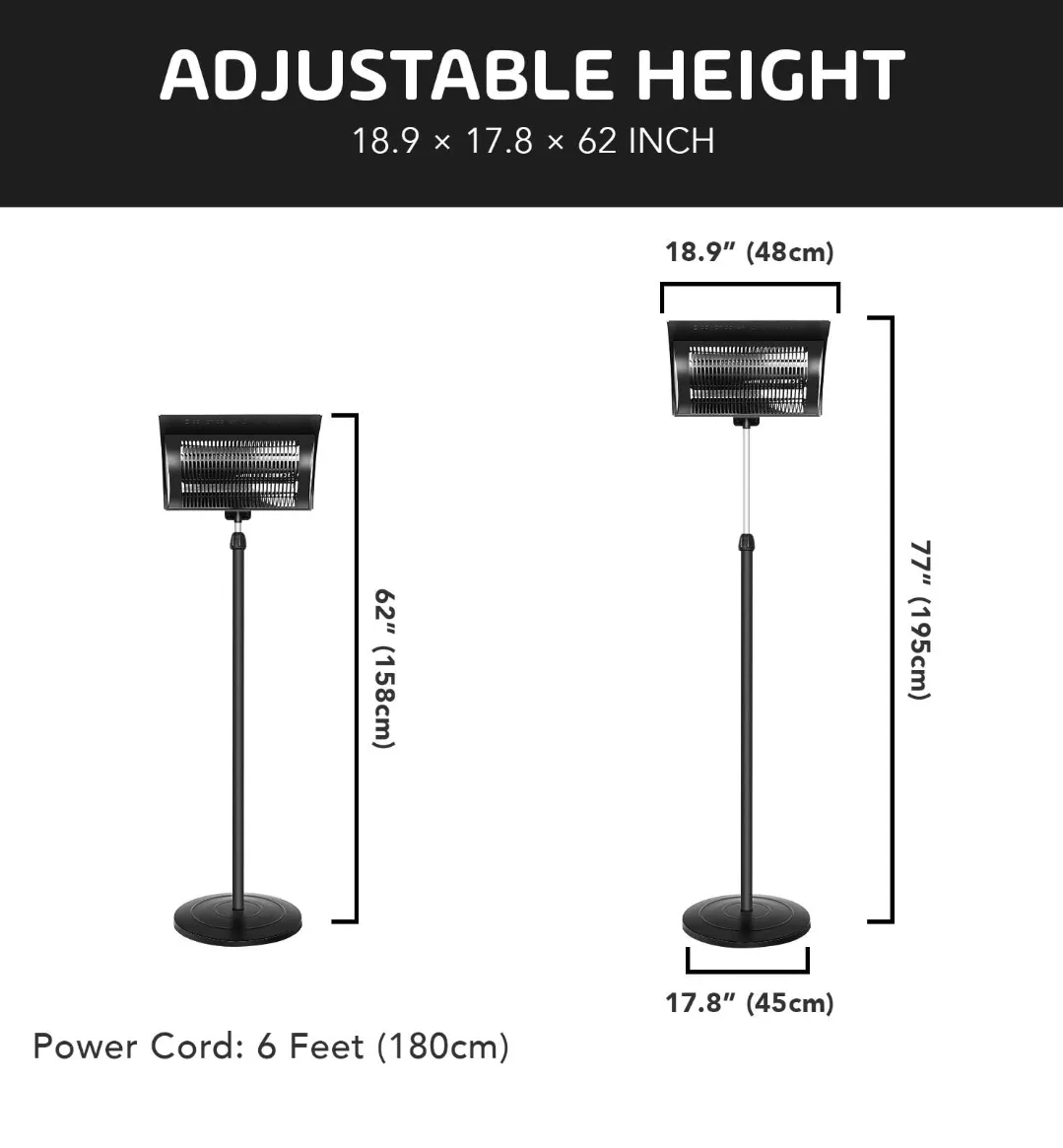 iPower Standing Electric Patio Heater, 750W/1500W Outdoor Winter image indicator(3)