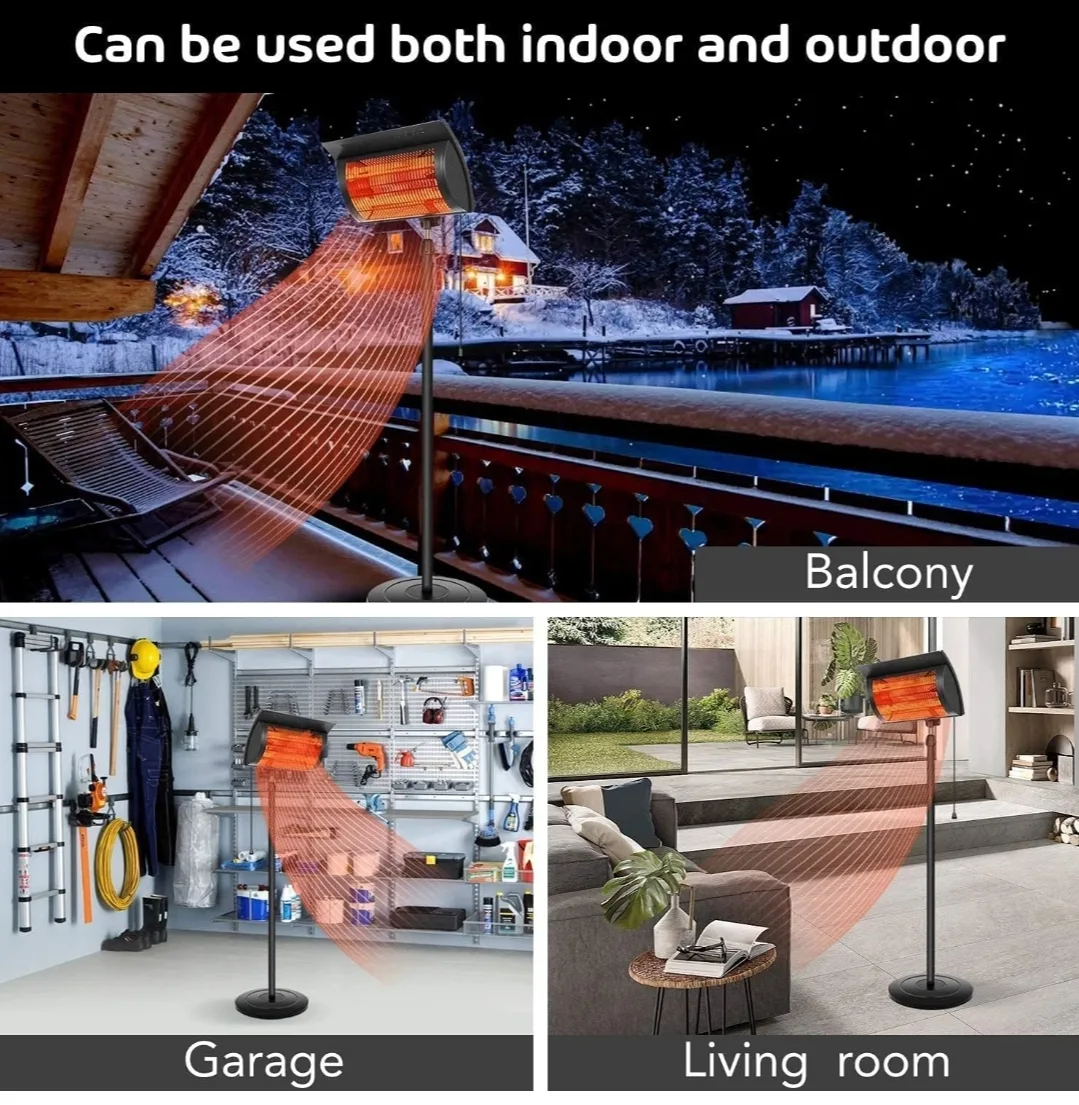 iPower Standing Electric Patio Heater, 750W/1500W Outdoor Winter image indicator(6)