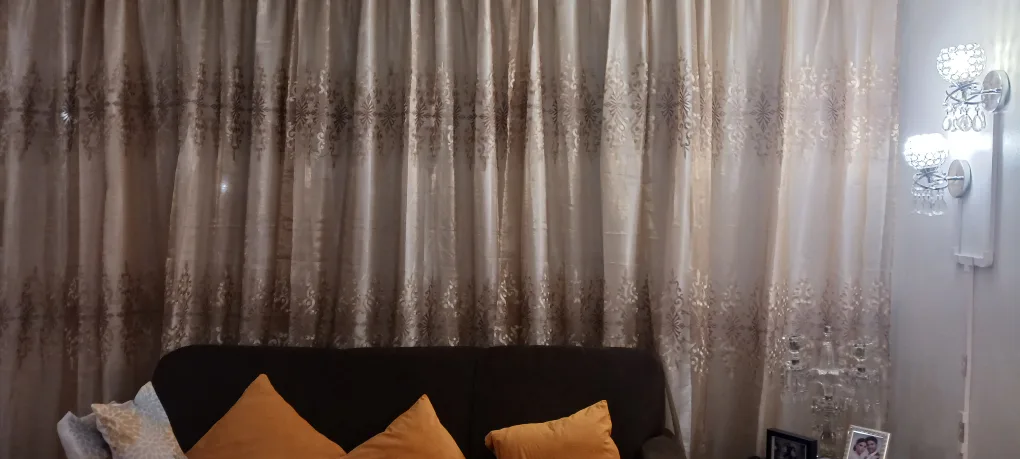 Sheer golden Embroidered Turkish Curtains $25 each image indicator(2)