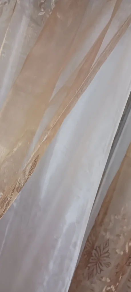 Sheer golden Embroidered Turkish Curtains $25 each image indicator(4)