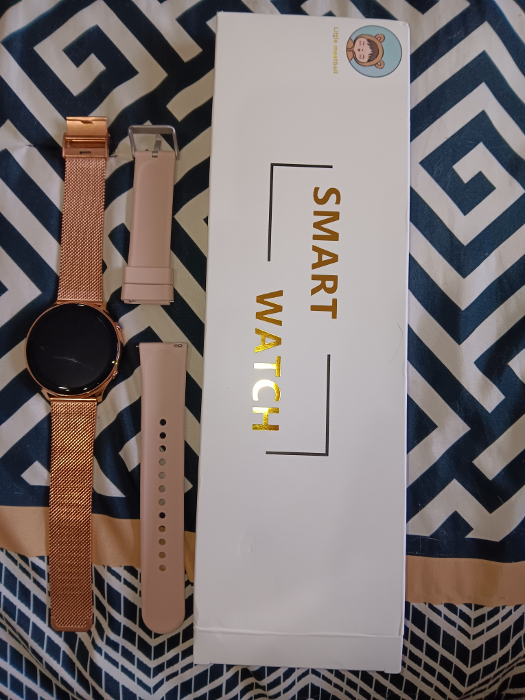 Smartwatch with Rose Gold Band and Extra Strap