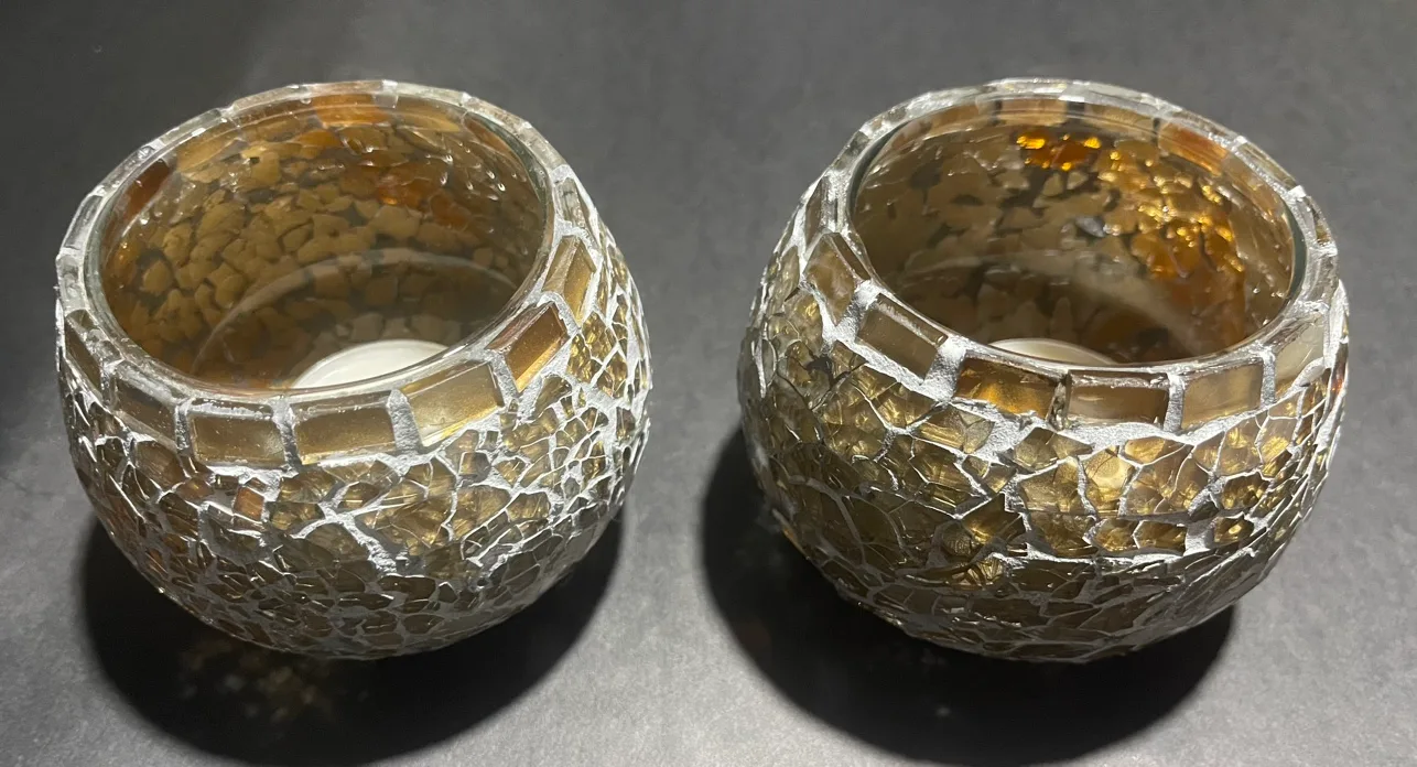 Set of 2 Mosaic Glass Candle Holders #Freecycle image indicator(2)