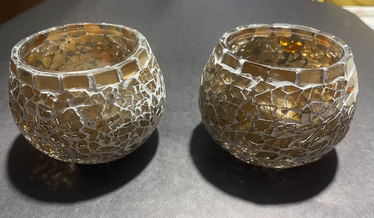 Set of 2 Mosaic Glass Candle Holders #Freecycle image indicator(3)