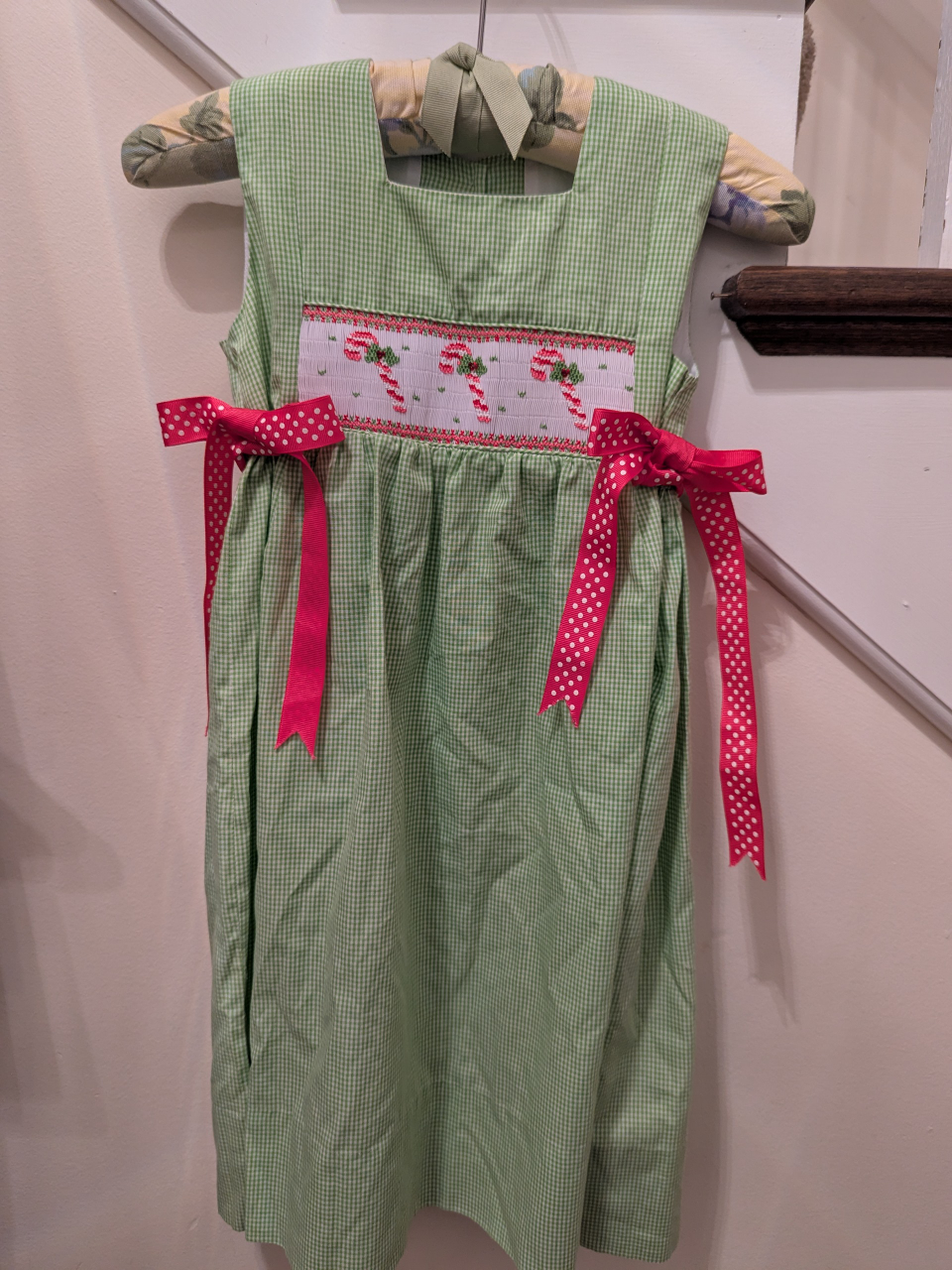 Green Gingham Smocked Christmas Dress