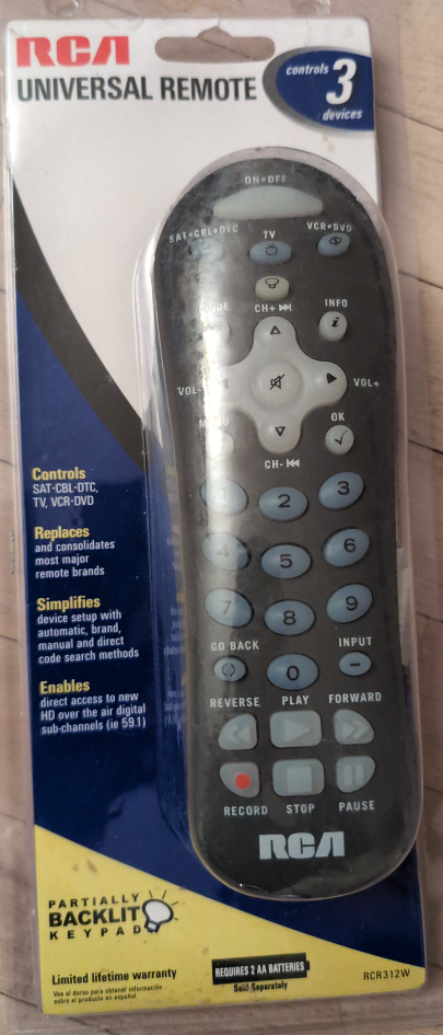 RCA Universal Remote - Controls 3 Devices