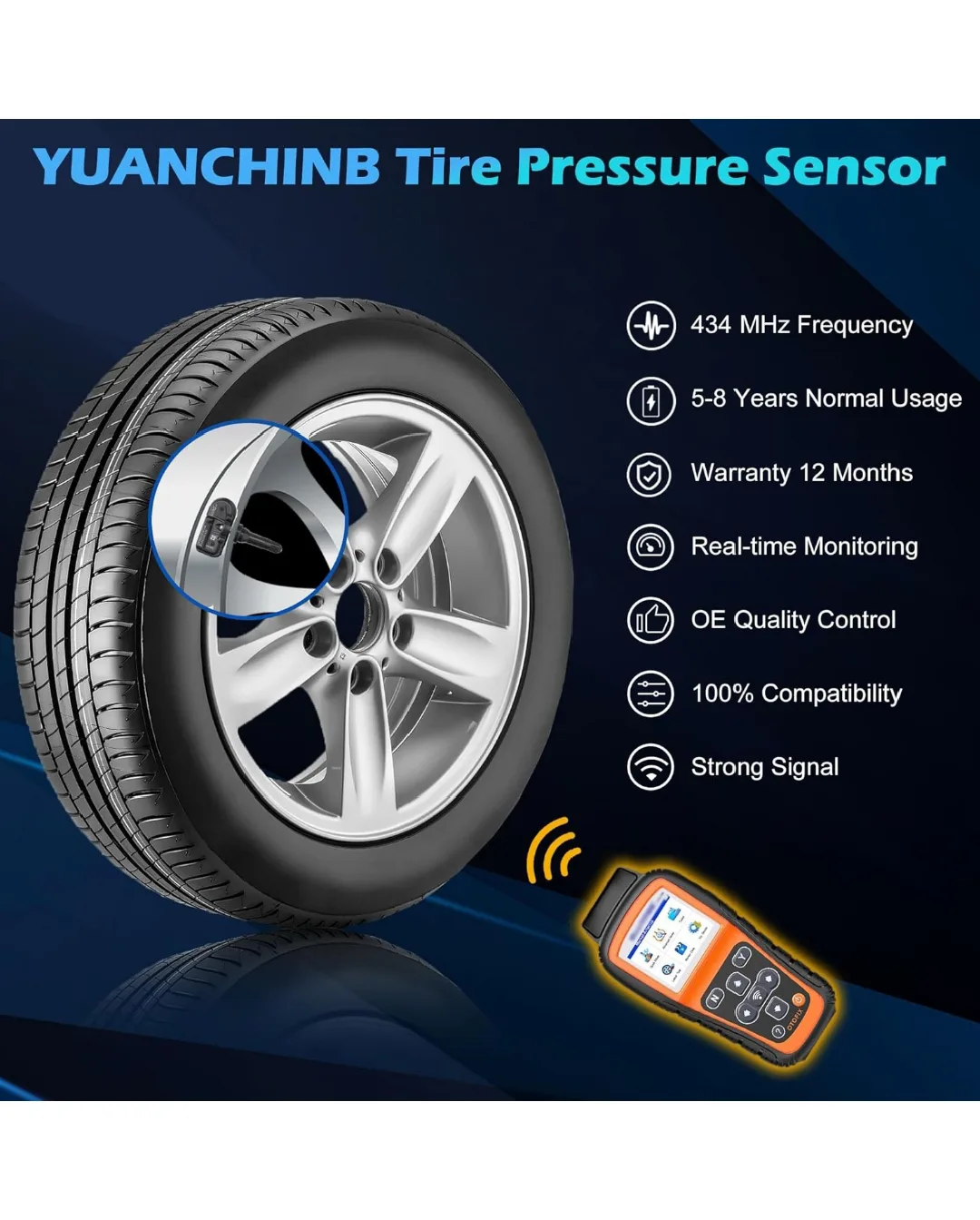 Universal TPMS Tire Pressure Sensor (4 Pack) image indicator(3)