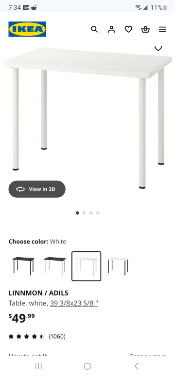 IKEA LINNMON/ADILS Table - White