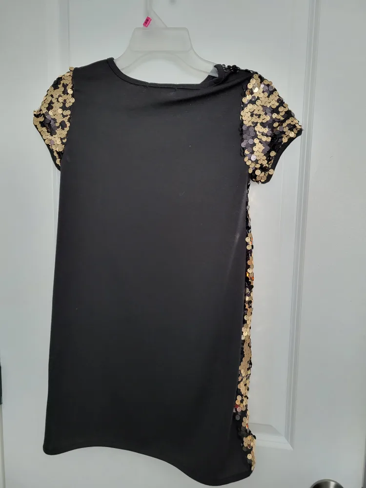 Girls' Black and Gold Sequin Dress size 12 image indicator(2)