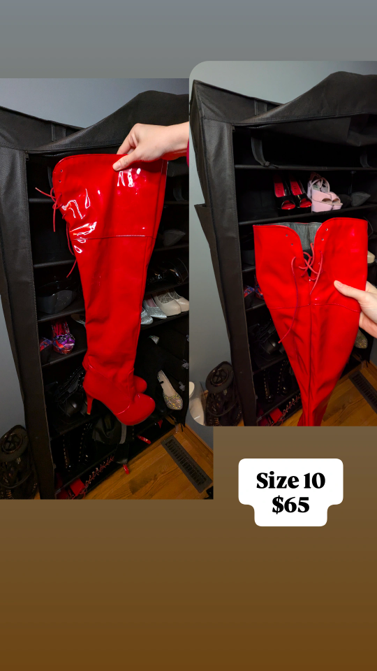 Red Thigh High Boots Size 10