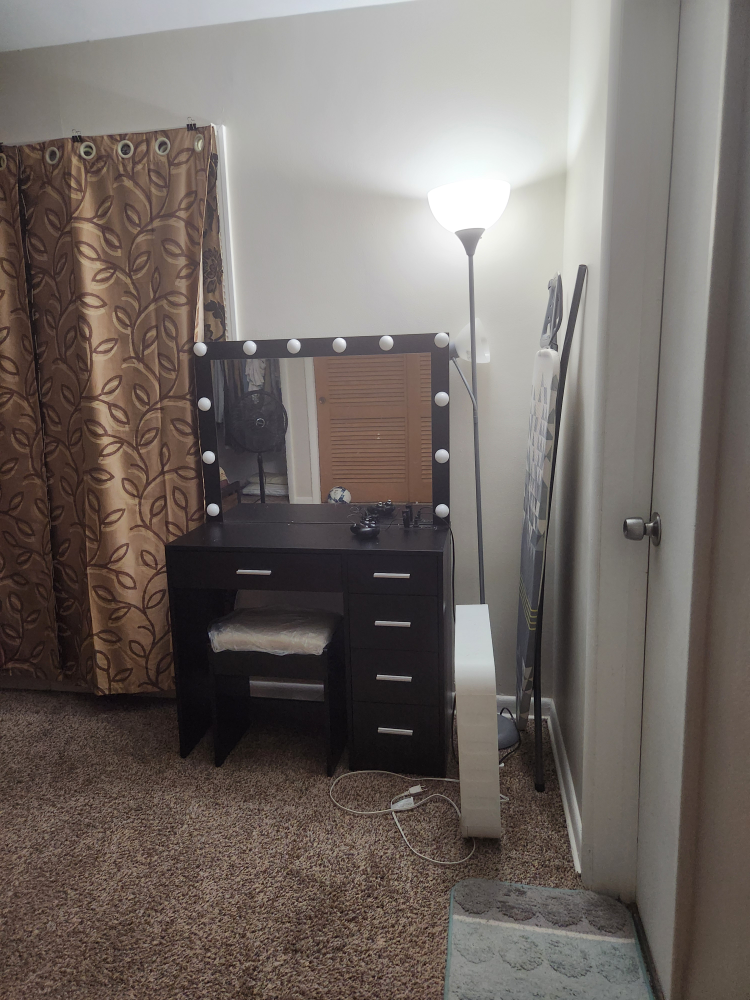 Vanity Set with Mirror and Stool
