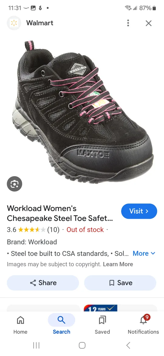 Workload Women's Steel Toe Safety Shoes.Original price $60 image indicator(7)
