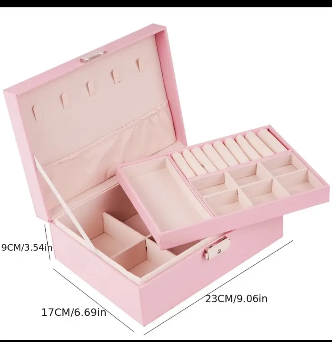 BNIB Double layer Pink Jewelry Box image indicator(4)