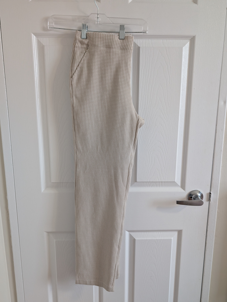 NWT Max Studio Grid Beige High Rise Checked Pant Size XL - photo 2