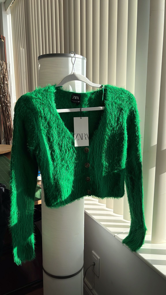 Green Fuzzy Cardigan
