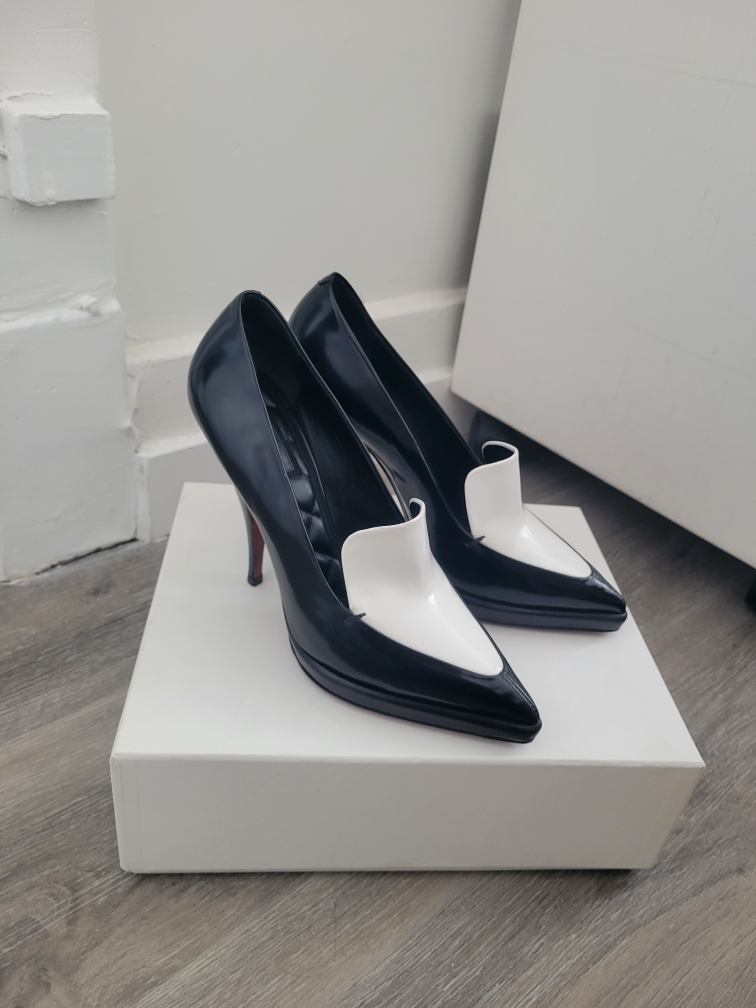 Celine Black and White Pointed Toe Heels