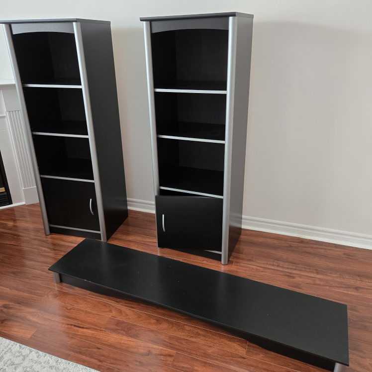 Black Entertainment Unit with Storage - photo 2