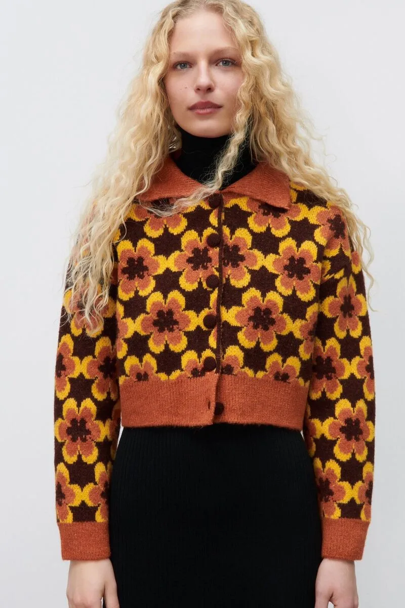 ZARA GEOMETRIC KNIT JACQUARD SWEATER thumbnail