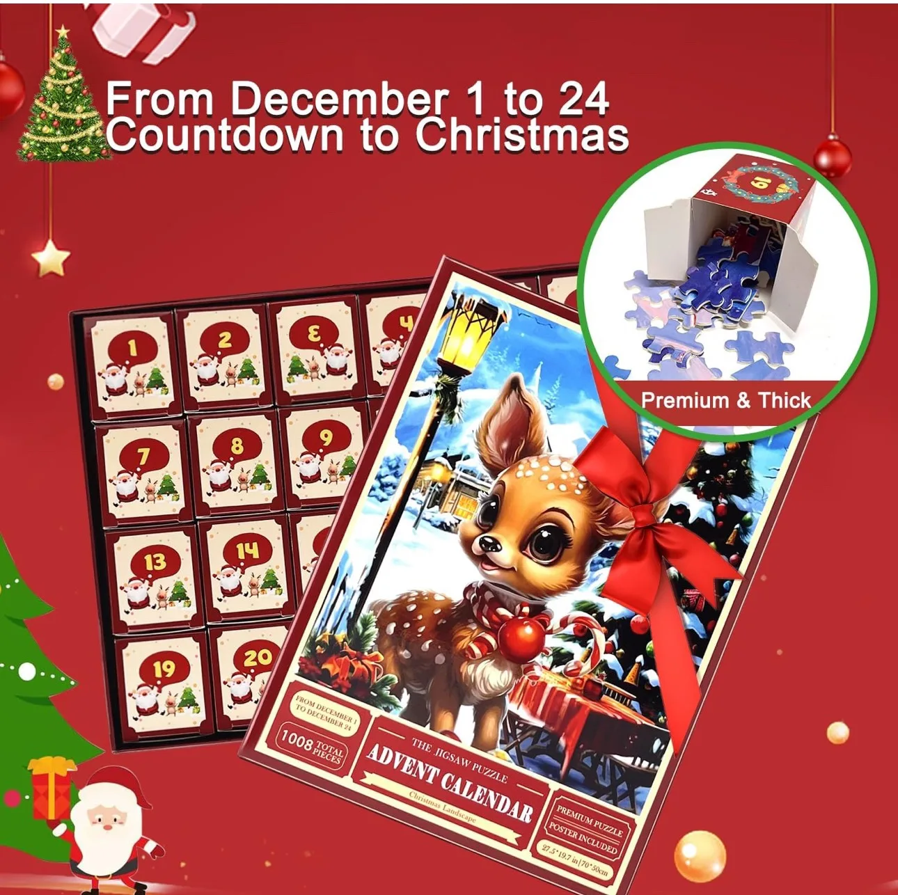 New* Christmas Advent Holiday Jigsaw Puzzle,24 Boxes image indicator(6)
