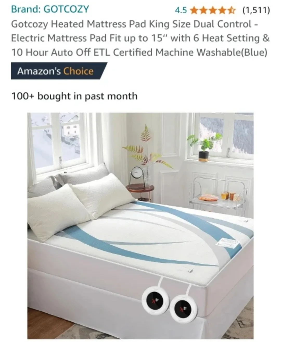 Gotcozy Heated Mattress Pad King Size image indicator(2)
