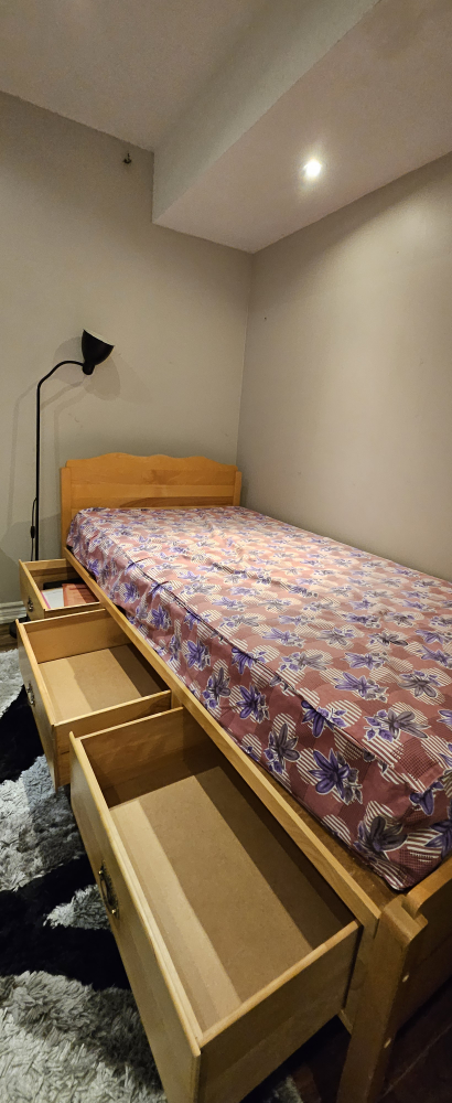 Twin-Sized Wooden Bed Frame with Drawers - photo 2