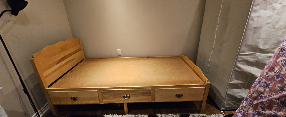 Twin-Sized Wooden Bed Frame with Drawers - photo 3