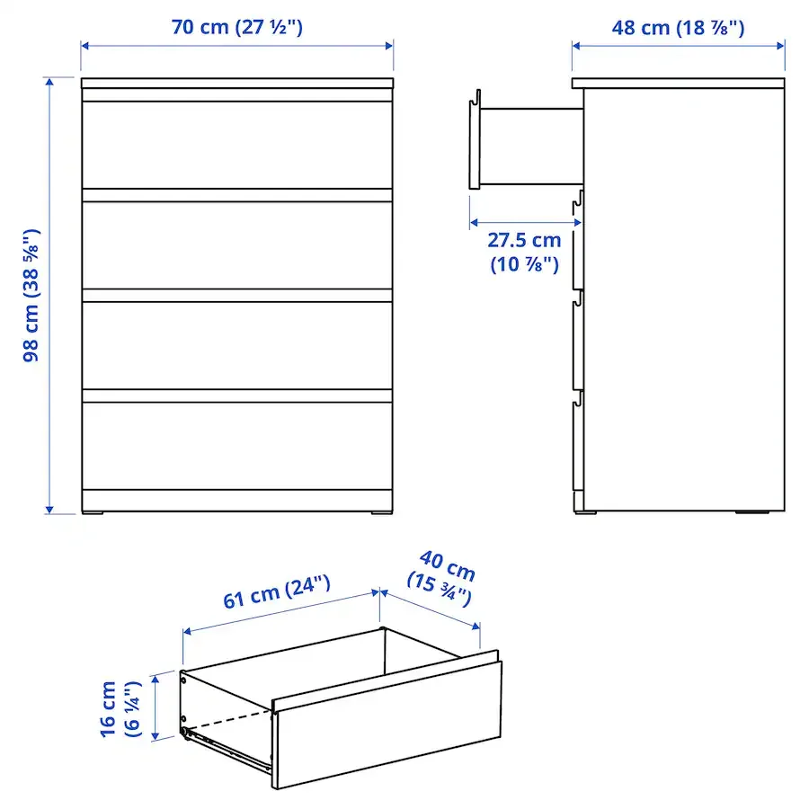 White Ikea MALM 4 Drawer Dresser - Like new image indicator(2)