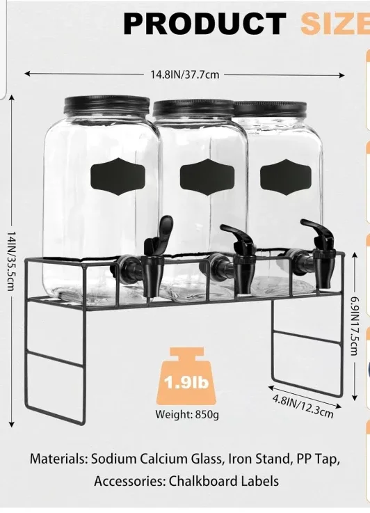 3 Pack Glass liquid Dispenser Set image indicator(3)