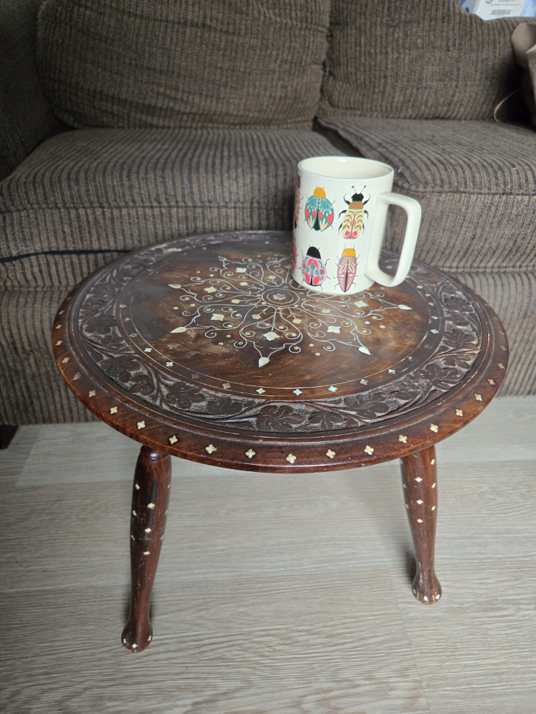 Vintage Hand-Carved Wooden Side Table - photo 3