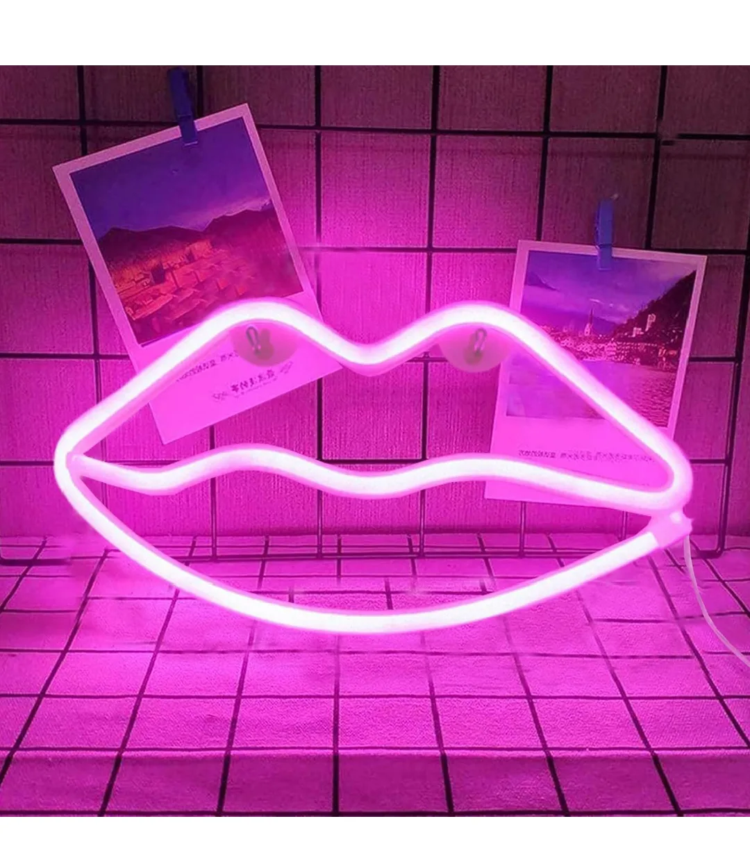Pink Neon Lips Sign Light image indicator(3)